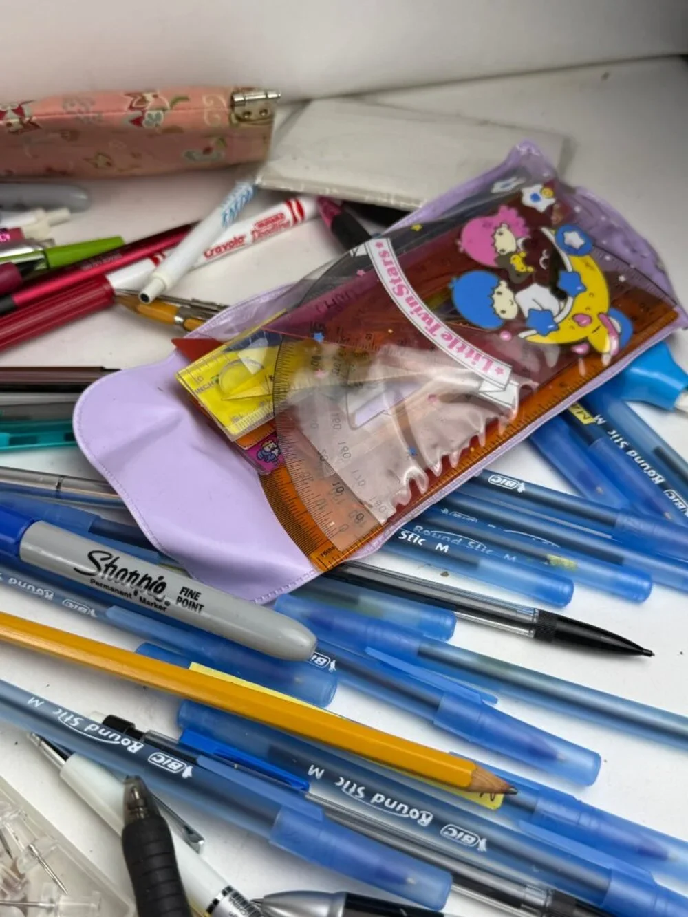 Huge Office & School Stationery Lot: Crayola Window Markers, Pens, Rulers & Pins